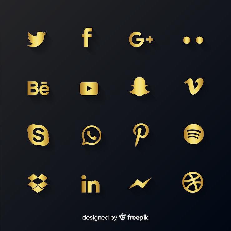 Free Vector luxury social media logo collection
