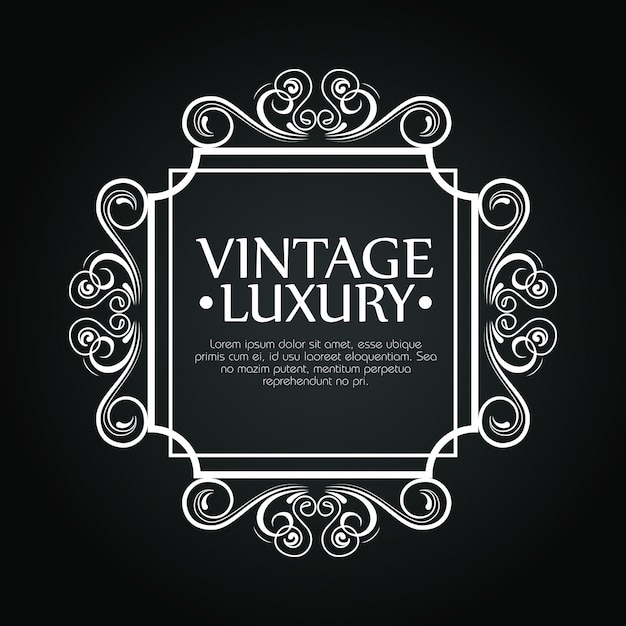 Free vector luxury square frame with ornament style for wine label, text template