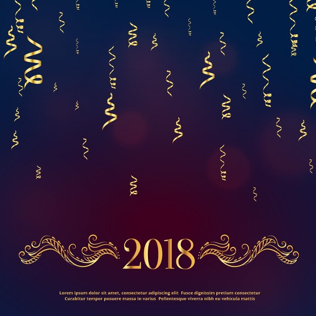 luxury style 2018 happy new year greeting with golden floral decoration