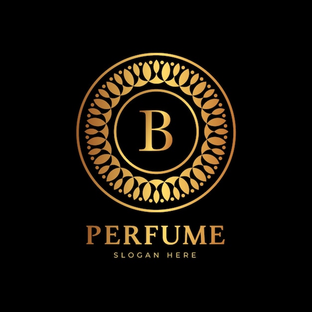 Vettore gratuito stile di lusso per il logo del profumo