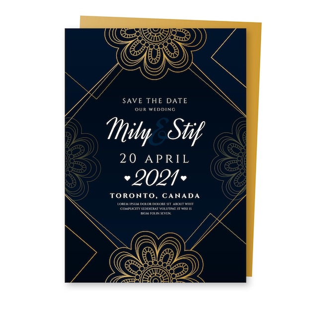 Luxury style wedding invitation template