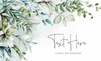 Free vector luxury watercolor leaves frame floral background