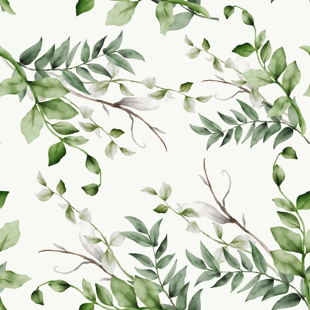 Free vector luxury watercolor leaves seamless pattern design