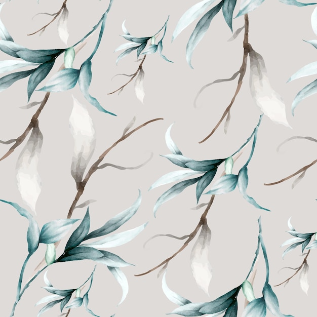 Free vector luxury watercolor leaves seamless pattern design