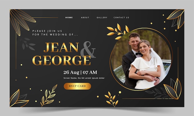 Free vector luxury wedding celebration landing page