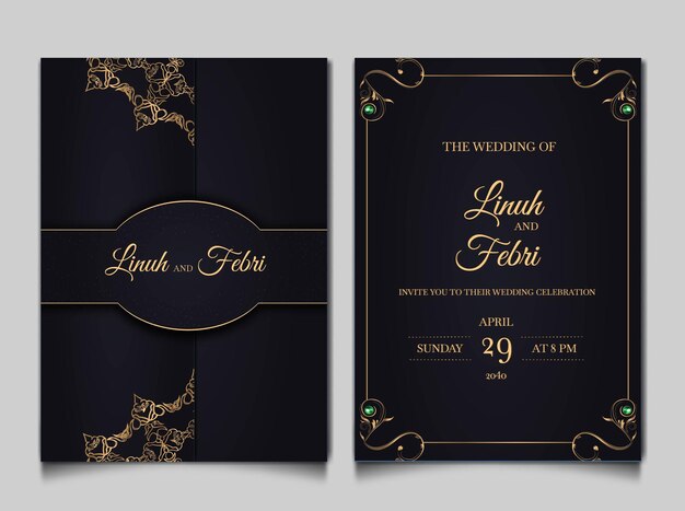 Luxury wedding invitation card design set