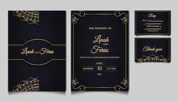 Free vector luxury wedding invitation card design set