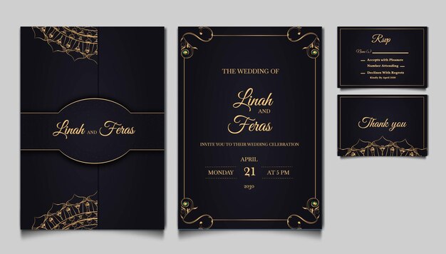 Luxury wedding invitation card design set