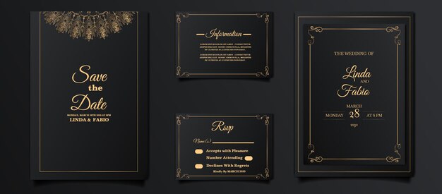 Luxury wedding invitation card design set