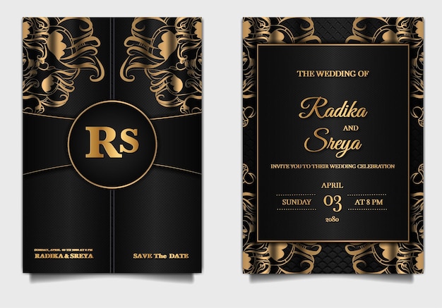 Luxury wedding invitation cards background design set