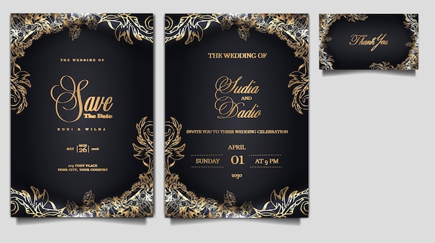 luxury wedding invitation cards set