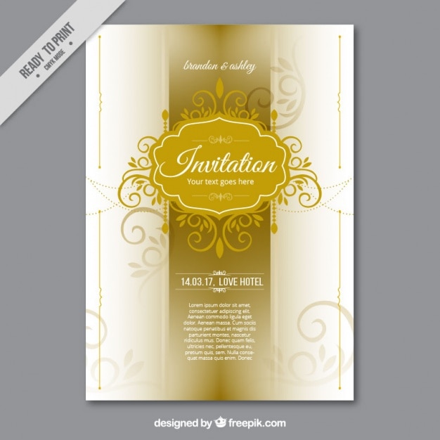 Free vector luxury wedding invitation decorated with ornaments