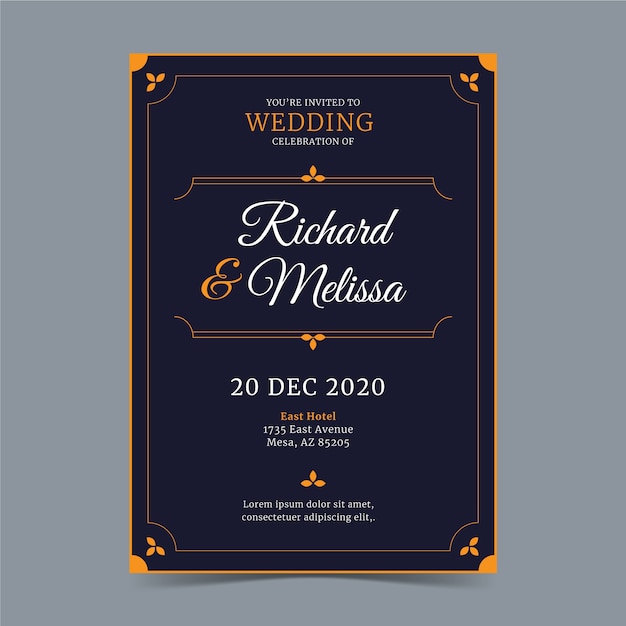 Luxury wedding invitation template concept