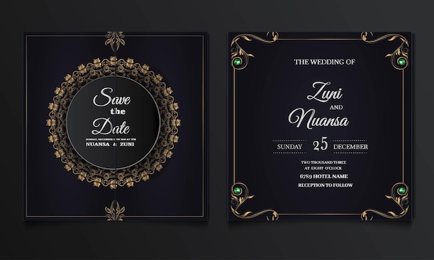 Luxury wedding invitation template design set