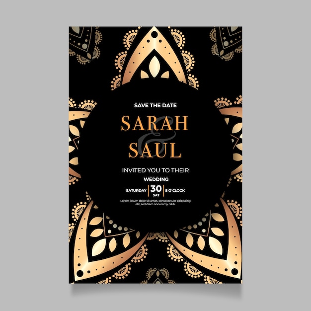 Luxury wedding invitation template design – free vector download