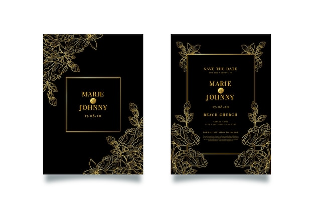 Luxury wedding invitation template set