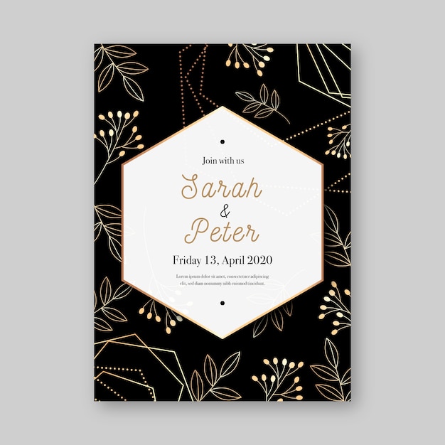 Free vector luxury wedding invitation template