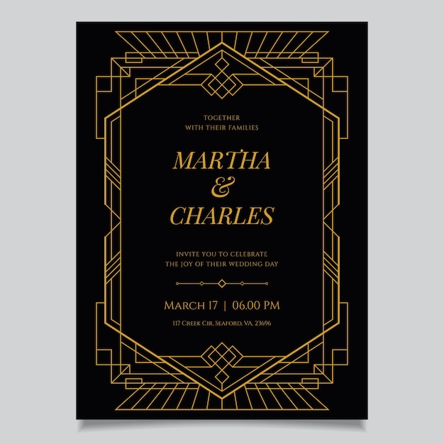 Free vector luxury wedding invitation template