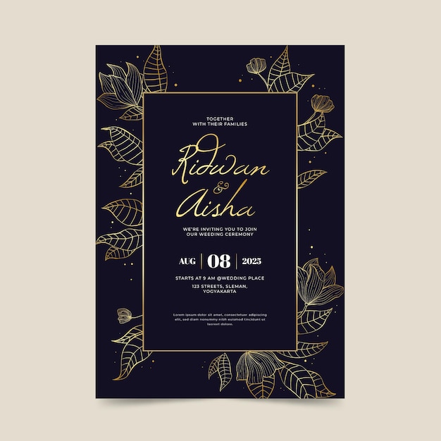 Free vector luxury wedding invitation template