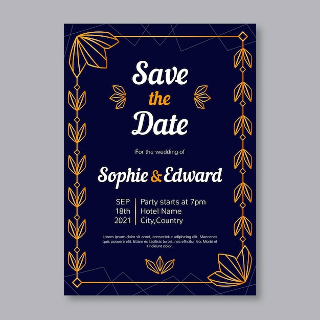 Free vector luxury wedding invitation template