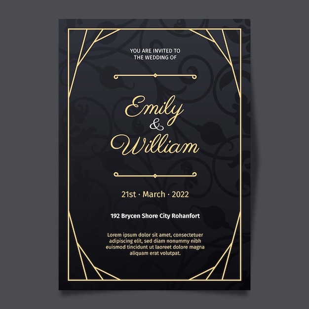 Free vector luxury wedding invitation template