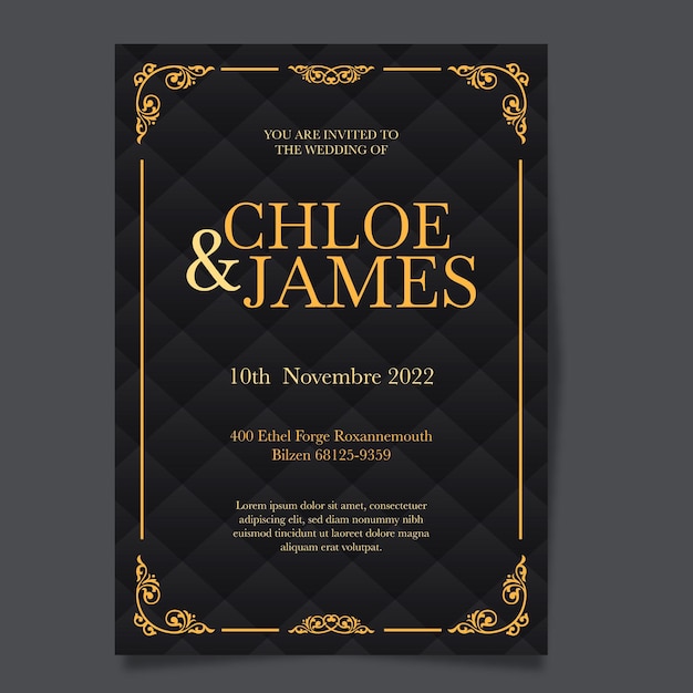 Free vector luxury wedding invitation template