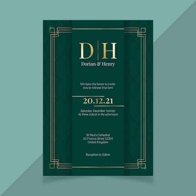 Free vector luxury wedding invitation template