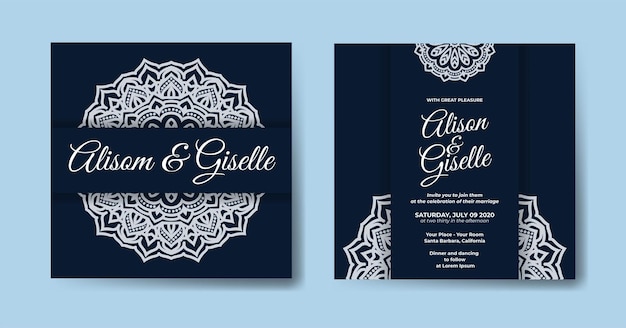 Luxury wedding invitation with mandala background