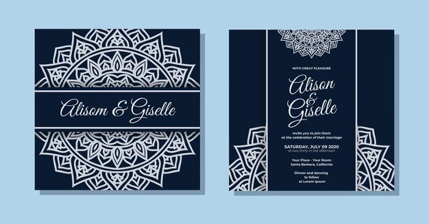 Luxury wedding invitation with mandala background