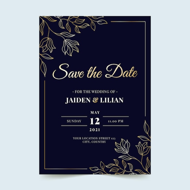 Free vector luxury wedding invitation