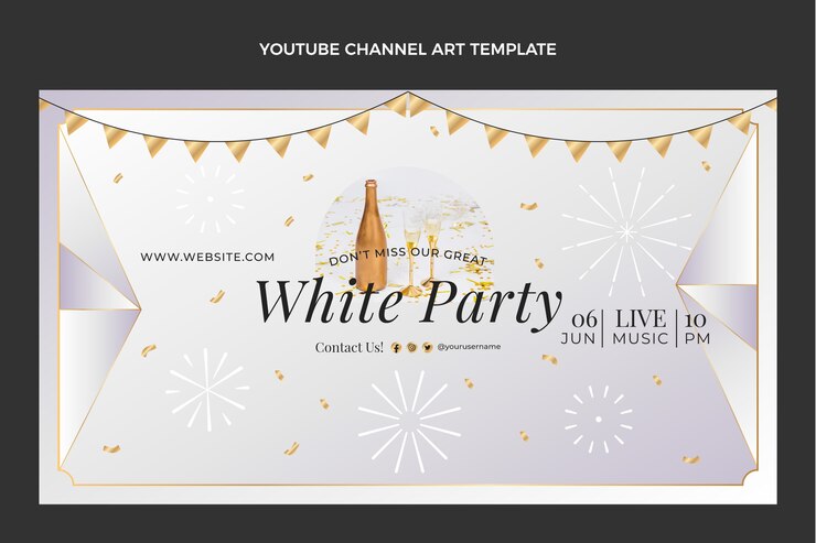 無料Vector 豪華なホワイトパーティーのyoutubeチャンネルアート
