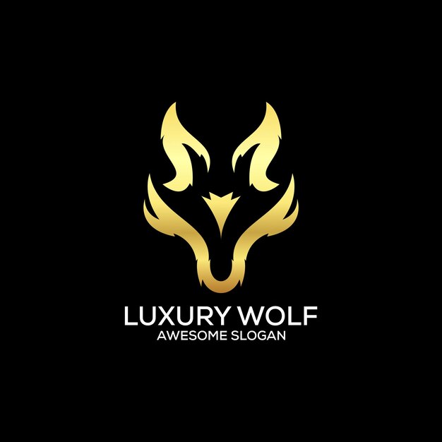 Luxury wolf logo design line art