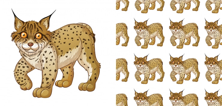 Free Vector lynx animal pattern cartoon