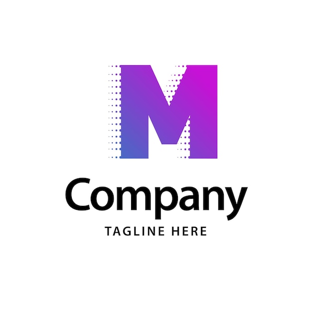 M Purple Logo Business Brand identity design Vector illustration