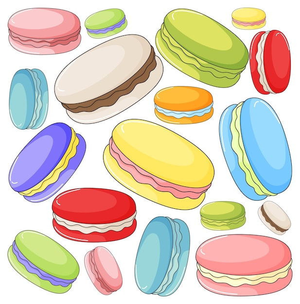 Free vector macaron cookies in different colors