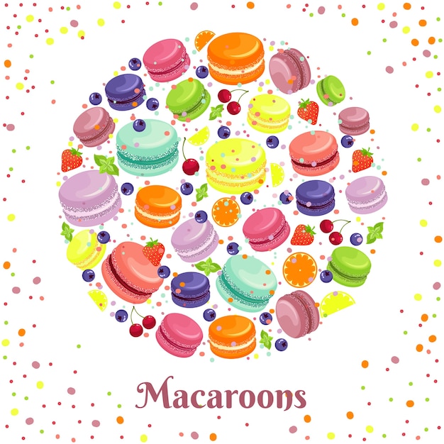Free vector macaroons cookies round label.