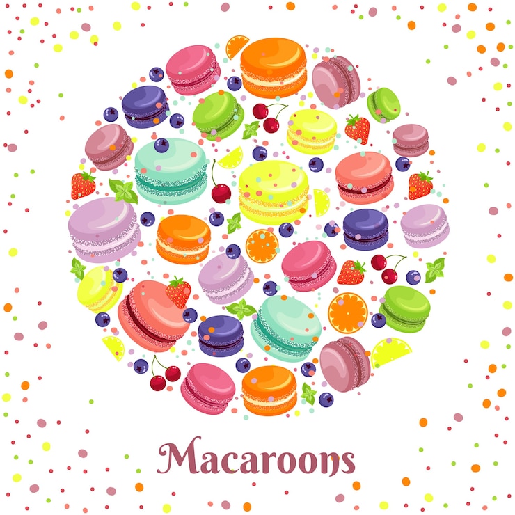 Free Vector macaroons cookies round label.
