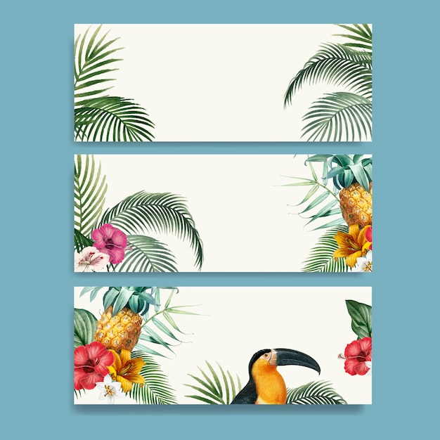 Free vector macaw foliage mockup collection