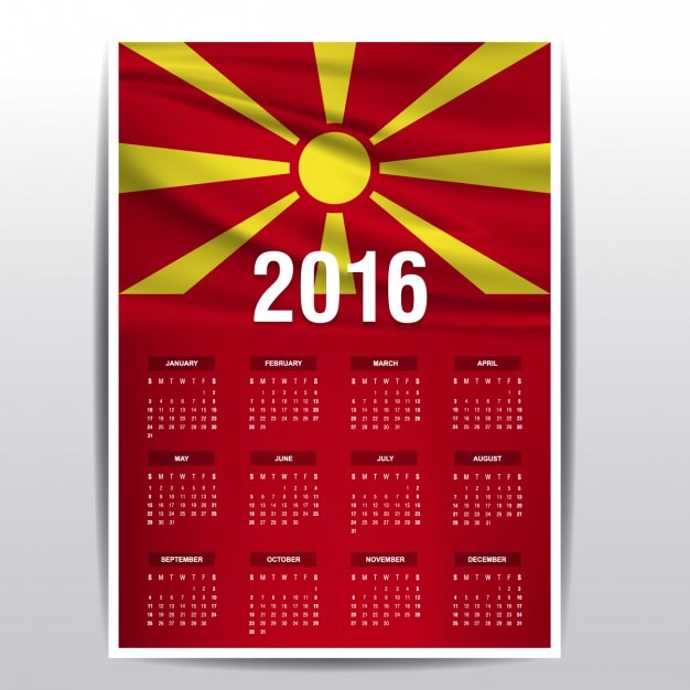 Бесплатное векторное изображение Македония календарь 2016
