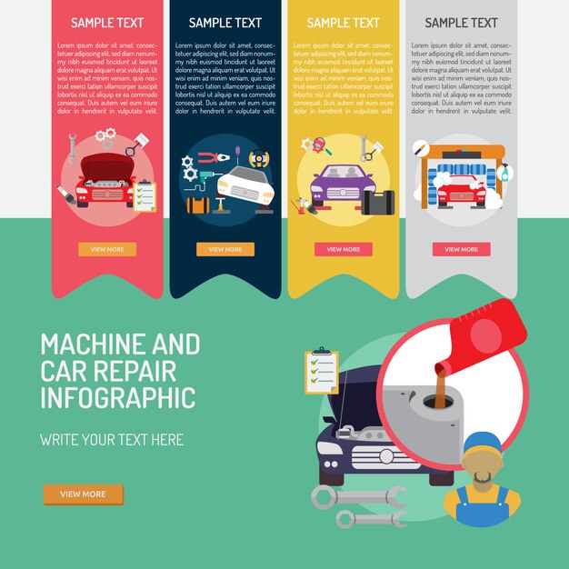 기계 및 자동차 수리 infographic 디자인