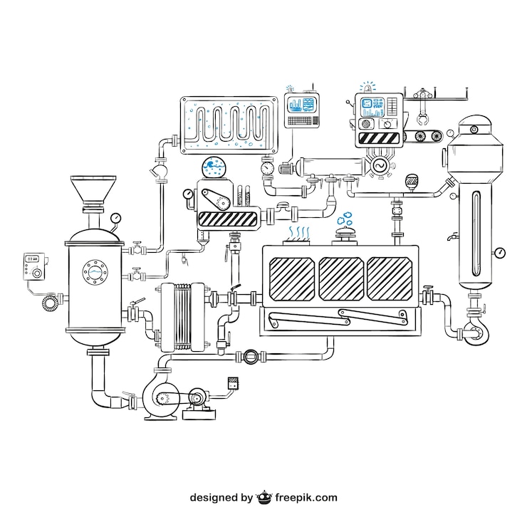Free Vector machinery drawing vector