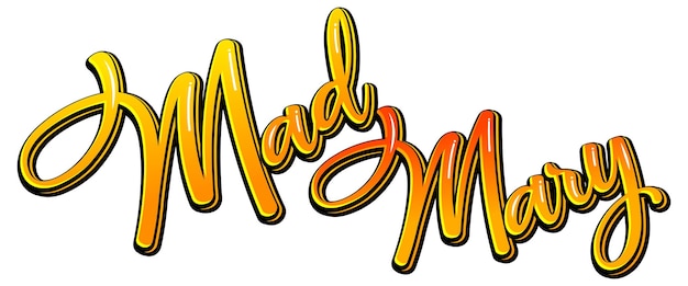 Бесплатное векторное изображение Безумная мэри дизайн текста логотипа