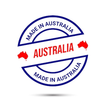 Сделано в австралии значки логотип с флагом premium векторы