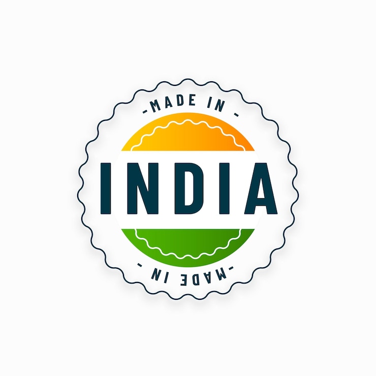 मुफ़्त वेक्टर made in india circular sign background for business promotion