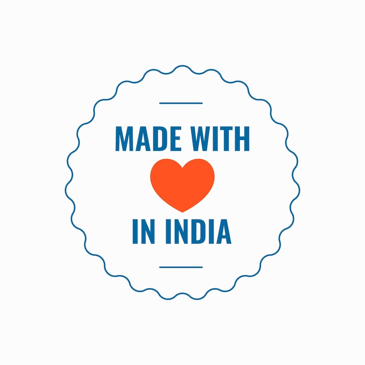 Free Vector made in india sign background with love heart for original product