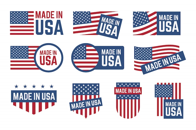 Made in USA badges set
