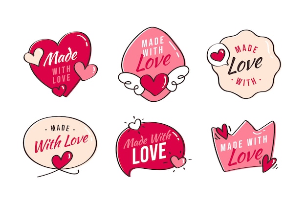 Made with love label set flat design