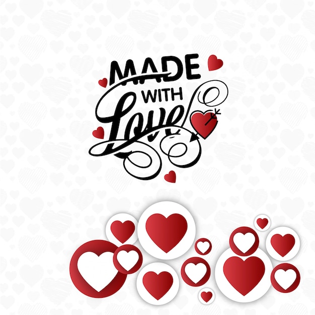 Free vector made with love typogrpahic card