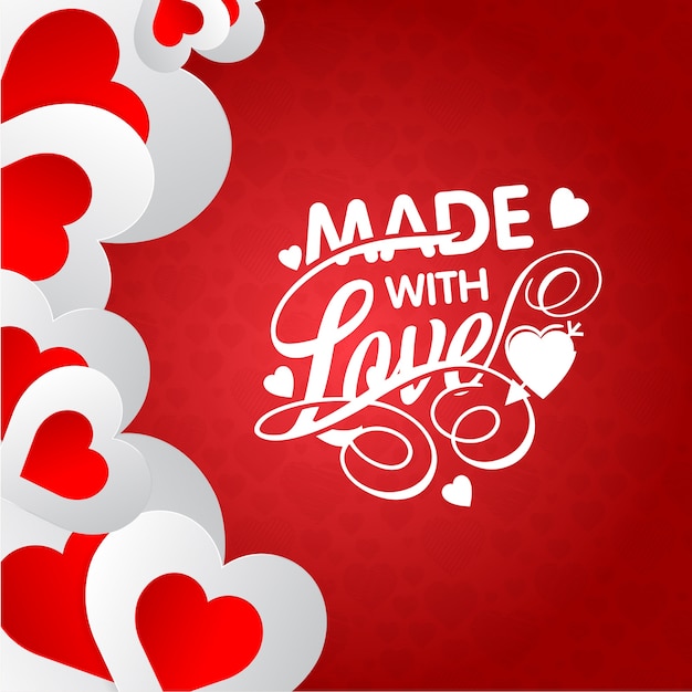 Free vector made with love typogrpahic card