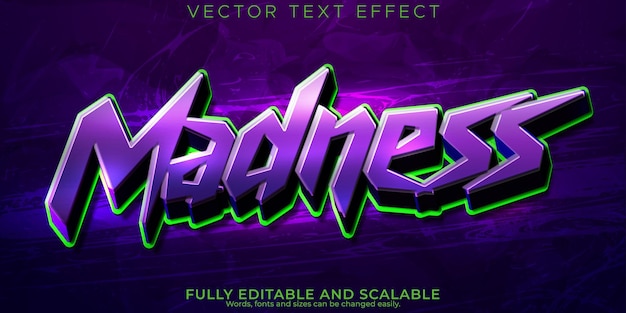 Free vector madness text effect editable future and neon text style